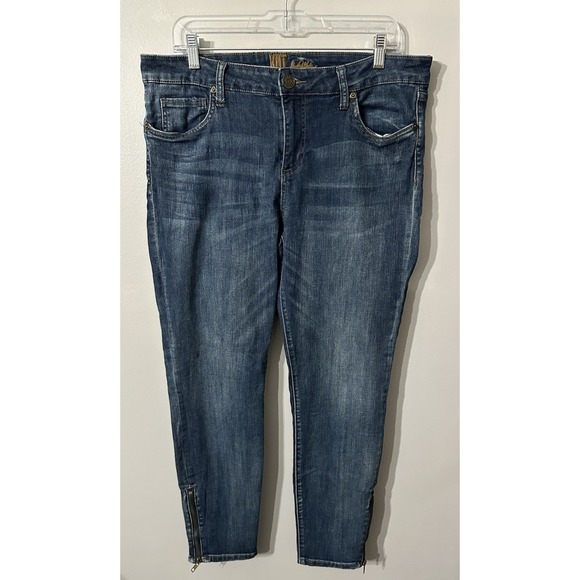KUT FROM THE KLOTH Skinny Leg‎ Mid Rise Dark Wash Blue Denim Jeans Women's Sz 14 - Picture 2 of 10